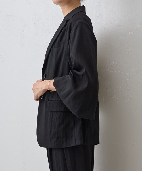 LIVETART（リヴェタート）の「《LIVETART》袖リブジャケット（テーラードジャケット・レディース・ブラック/ピンクベージュ・FREE）」の11枚目の写真