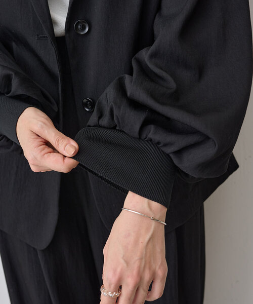 LIVETART（リヴェタート）の「《LIVETART》袖リブジャケット（テーラードジャケット・レディース・ブラック/ピンクベージュ・FREE）」の15枚目の写真