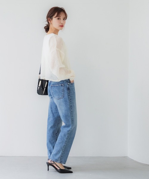 coca（coca）（コカ）の「シアーメッシュニットトップス（ニット/セーター・レディース・チャコール/グレイッシュベージュ/アイボリー/ライトピンク・M/L）」の9枚目の写真