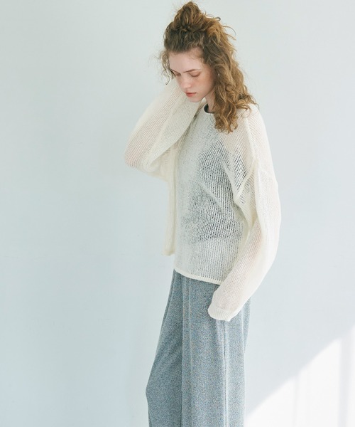 coca（coca）（コカ）の「シアーメッシュニットトップス（ニット/セーター・レディース・チャコール/グレイッシュベージュ/アイボリー/ライトピンク・M/L）」の11枚目の写真