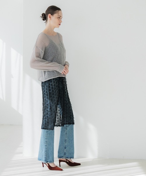 coca（coca）（コカ）の「シアーメッシュニットトップス（ニット/セーター・レディース・チャコール/グレイッシュベージュ/アイボリー/ライトピンク・M/L）」の20枚目の写真
