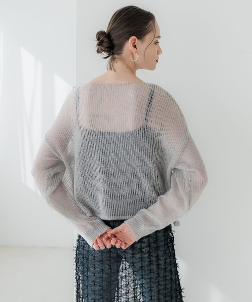coca（coca）（コカ）の「シアーメッシュニットトップス（ニット/セーター・レディース・チャコール/グレイッシュベージュ/アイボリー/ライトピンク・M/L）」の21枚目の写真