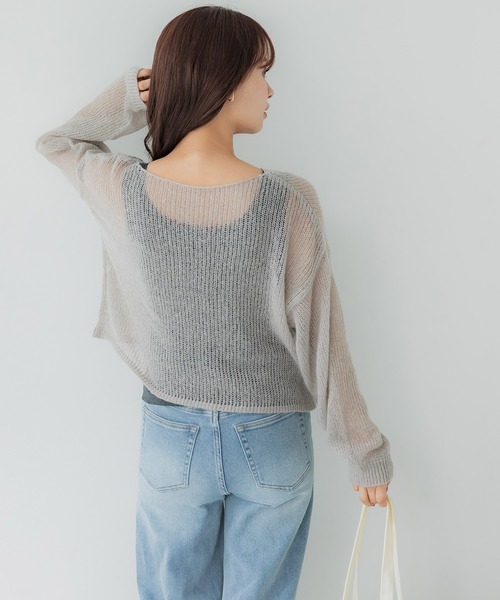 coca（coca）（コカ）の「シアーメッシュニットトップス（ニット/セーター・レディース・チャコール/グレイッシュベージュ/アイボリー/ライトピンク・M/L）」の16枚目の写真