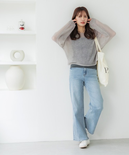 coca（coca）（コカ）の「シアーメッシュニットトップス（ニット/セーター・レディース・チャコール/グレイッシュベージュ/アイボリー/ライトピンク・M/L）」の17枚目の写真