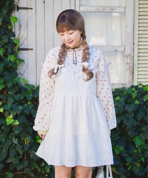 kutir（クティール）の「小花柄ワッフルリボンロンT/サーマルロンT（Tシャツ/カットソー・レディース・グレー/アイボリー/ホワイト・FREE）」の13枚目の写真