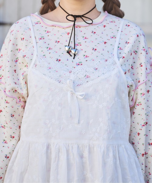 kutir（クティール）の「小花柄ワッフルリボンロンT/サーマルロンT（Tシャツ/カットソー・レディース・グレー/アイボリー/ホワイト・FREE）」の20枚目の写真