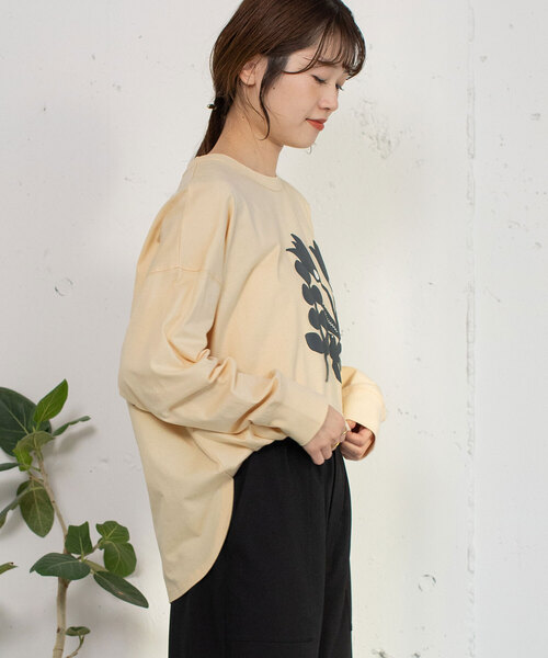 POU DOU DOU（プードゥドゥ）の「発泡プリントボタニカルイラストトップス（Tシャツ/カットソー・レディース・ラベンダー/オフホワイト/キナリ・M）」の21枚目の写真