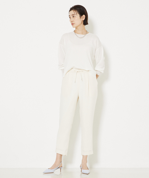 qualite（カリテ）の「【楽ちん×キレイ見え】トルコサテンドロストパンツ【セットアップ対応】（スラックス・レディース・ライム/アイボリー/チャコールグレー・38/36/40/34）」の6枚目の写真