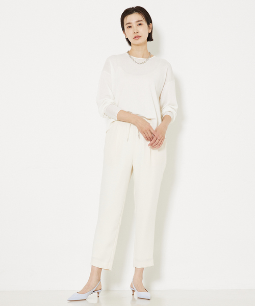 qualite（カリテ）の「【楽ちん×キレイ見え】トルコサテンドロストパンツ【セットアップ対応】（スラックス・レディース・ライム/アイボリー/チャコールグレー・38/36/40/34）」の14枚目の写真