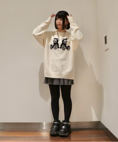 OY(オーワイ)の「『OY/オーワイ』 SEATED ODOLLY KNIT/シーティドオードリーニット(ニット/セーター・レディース・ブラック/アイボリー・L/M)」の11枚目の写真