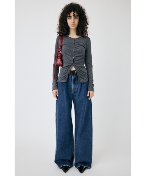 MOUSSY(マウジー)の「POINTELLE GATHER カーディガン(カーディガン/ボレロ・レディース・ライトイエロー/ブラック/グレー・FREE)」の21枚目の写真