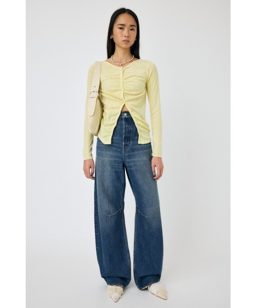 MOUSSY(マウジー)の「POINTELLE GATHER カーディガン(カーディガン/ボレロ・レディース・ライトイエロー/ブラック/グレー・FREE)」の15枚目の写真