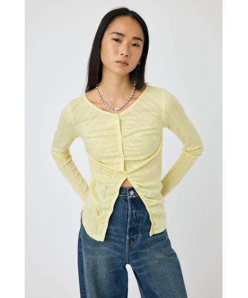 MOUSSY(マウジー)の「POINTELLE GATHER カーディガン(カーディガン/ボレロ・レディース・ライトイエロー/ブラック/グレー・FREE)」の18枚目の写真