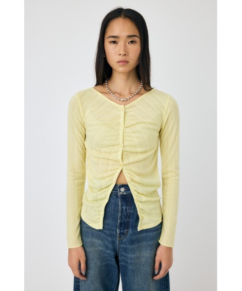 MOUSSY(マウジー)の「POINTELLE GATHER カーディガン(カーディガン/ボレロ・レディース・ライトイエロー/ブラック/グレー・FREE)」の7枚目の写真
