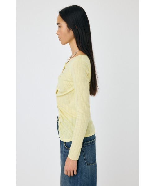 MOUSSY(マウジー)の「POINTELLE GATHER カーディガン(カーディガン/ボレロ・レディース・ライトイエロー/ブラック/グレー・FREE)」の8枚目の写真