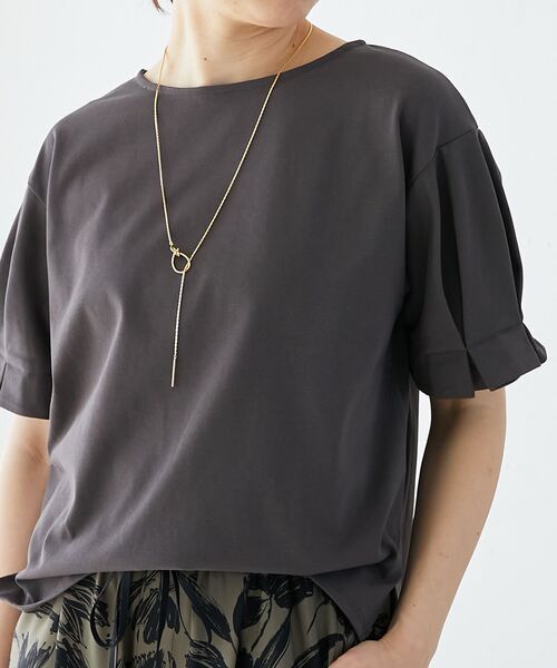 le.coeur blanc（ルクールブラン）の「コットンタックスリーブTシャツ（Tシャツ/カットソー・レディース・ブラック/オフホワイト/ダークグレー/サックスブルー/パープル・38）」の7枚目の写真