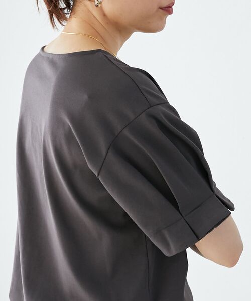 le.coeur blanc（ルクールブラン）の「コットンタックスリーブTシャツ（Tシャツ/カットソー・レディース・ブラック/オフホワイト/ダークグレー/サックスブルー/パープル・38）」の9枚目の写真