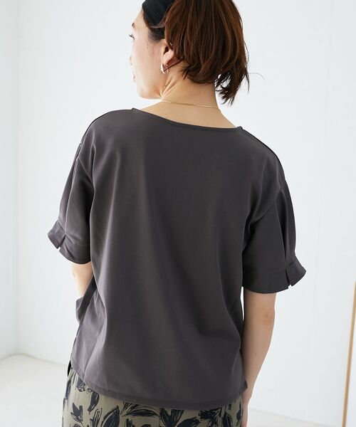 le.coeur blanc（ルクールブラン）の「コットンタックスリーブTシャツ（Tシャツ/カットソー・レディース・ブラック/オフホワイト/ダークグレー/サックスブルー/パープル・38）」の10枚目の写真