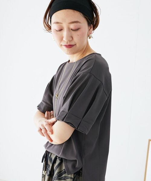 le.coeur blanc（ルクールブラン）の「コットンタックスリーブTシャツ（Tシャツ/カットソー・レディース・ブラック/オフホワイト/ダークグレー/サックスブルー/パープル・38）」の11枚目の写真