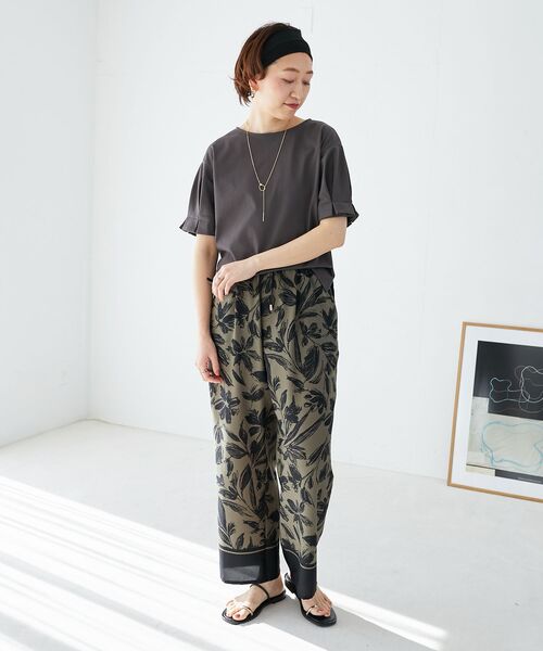 le.coeur blanc（ルクールブラン）の「コットンタックスリーブTシャツ（Tシャツ/カットソー・レディース・ブラック/オフホワイト/ダークグレー/サックスブルー/パープル・38）」の13枚目の写真