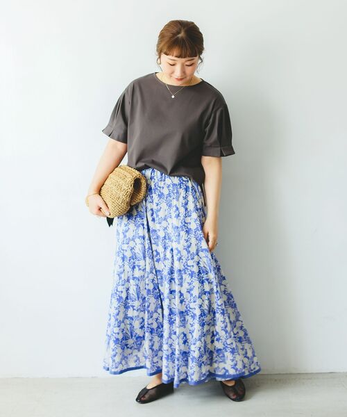 le.coeur blanc（ルクールブラン）の「コットンタックスリーブTシャツ（Tシャツ/カットソー・レディース・ブラック/オフホワイト/ダークグレー/サックスブルー/パープル・38）」の16枚目の写真