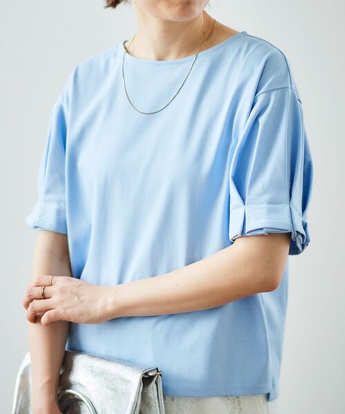 le.coeur blanc（ルクールブラン）の「コットンタックスリーブTシャツ（Tシャツ/カットソー・レディース・ブラック/オフホワイト/ダークグレー/サックスブルー/パープル・38）」の19枚目の写真