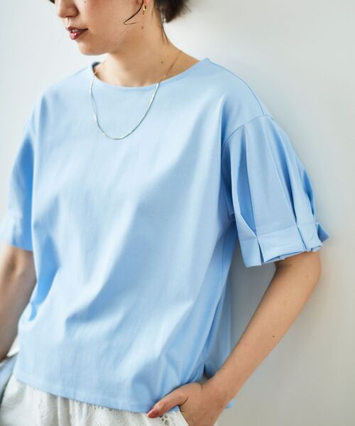 le.coeur blanc（ルクールブラン）の「コットンタックスリーブTシャツ（Tシャツ/カットソー・レディース・ブラック/オフホワイト/ダークグレー/サックスブルー/パープル・38）」の21枚目の写真