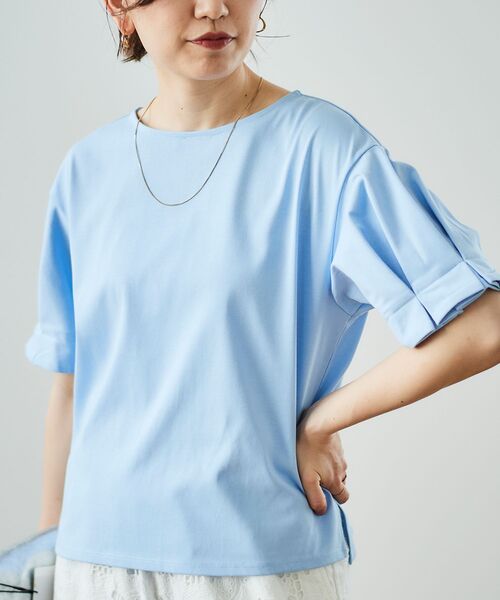 le.coeur blanc（ルクールブラン）の「コットンタックスリーブTシャツ（Tシャツ/カットソー・レディース・ブラック/オフホワイト/ダークグレー/サックスブルー/パープル・38）」の22枚目の写真