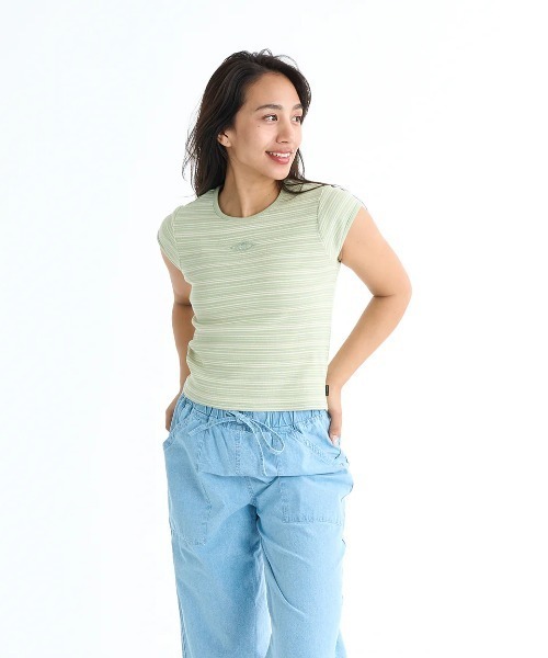 BILLABONG(ビラボン)の「BILLABONG レディース 【PARADISE SKIES】 OSLO SS KNT Tシャツ 【2025年春夏モデル】/ビラボン半袖ボーダーTシャツ(Tシャツ/カットソー・レディース・マルチ・MEDIUM)」の1枚目の写真