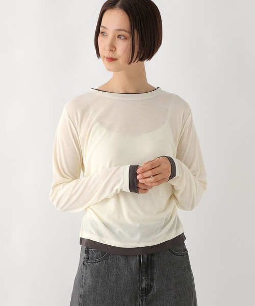 LEPSIM（レプシィム）の「ギャザーレイヤーライクプルオーバー　289459（Tシャツ/カットソー・レディース・アイボリー/チャコールグレー/ブルー・FREE）」の2枚目の写真