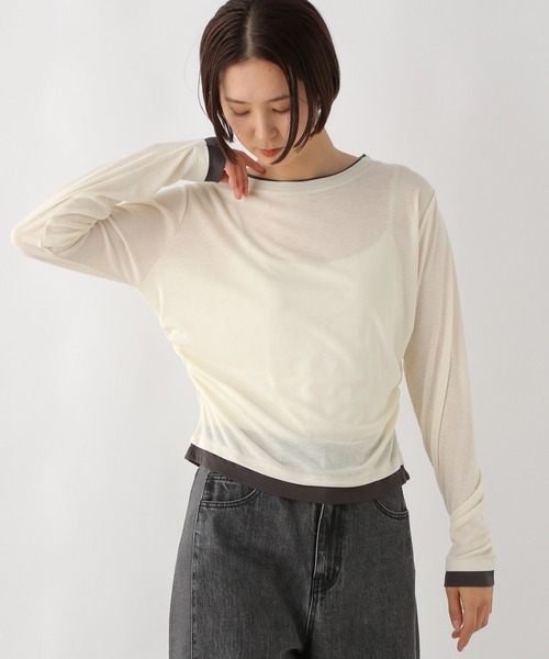 LEPSIM（レプシィム）の「ギャザーレイヤーライクプルオーバー　289459（Tシャツ/カットソー・レディース・アイボリー/チャコールグレー/ブルー・FREE）」の5枚目の写真