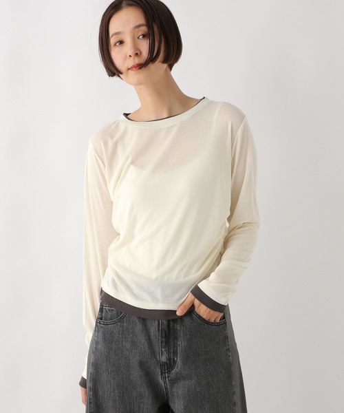 LEPSIM（レプシィム）の「ギャザーレイヤーライクプルオーバー　289459（Tシャツ/カットソー・レディース・アイボリー/チャコールグレー/ブルー・FREE）」の6枚目の写真