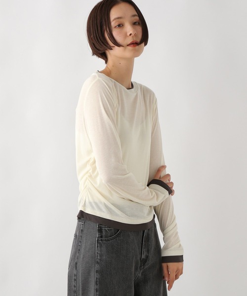 ししまま セール】ギャザーレイヤーライクプルオーバー 289459（Tシャツ