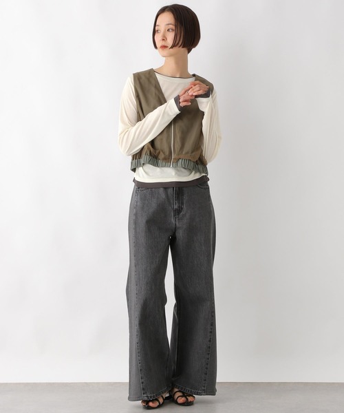 LEPSIM（レプシィム）の「ギャザーレイヤーライクプルオーバー　289459（Tシャツ/カットソー・レディース・アイボリー/チャコールグレー/ブルー・FREE）」の11枚目の写真