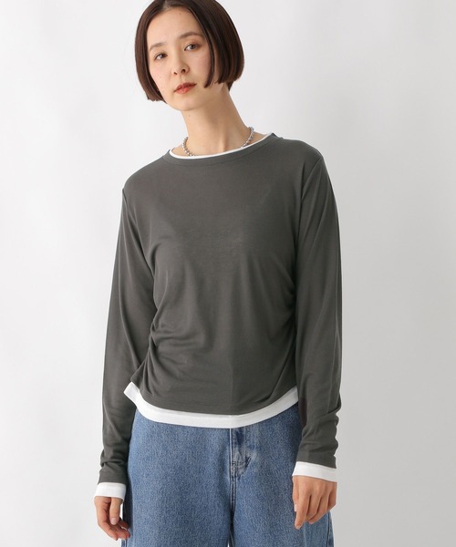 ししまま セール】ギャザーレイヤーライクプルオーバー 289459（Tシャツ