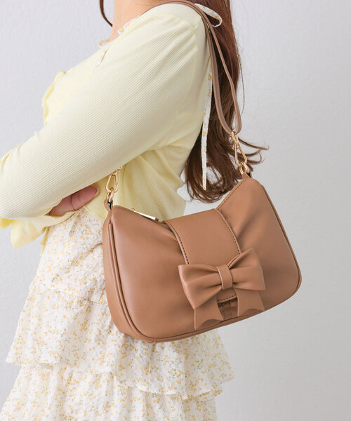 OLIVE des OLIVE（オリーブデオリーブ）の「ビックリボン付きホーボーバッグ（ショルダーバッグ・レディース・サックスブルー/アイボリー/キャメル・FREE）」の18枚目の写真