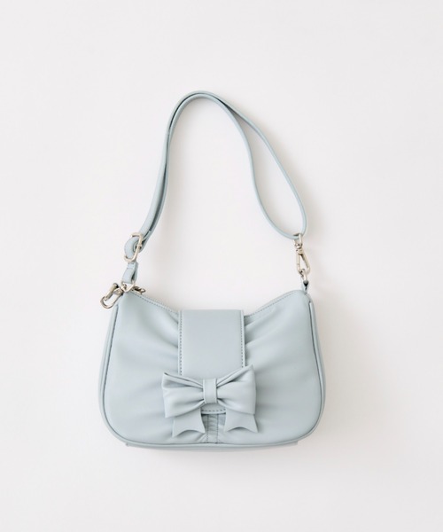 OLIVE des OLIVE（オリーブデオリーブ）の「ビックリボン付きホーボーバッグ（ショルダーバッグ・レディース・サックスブルー/アイボリー/キャメル・FREE）」の3枚目の写真