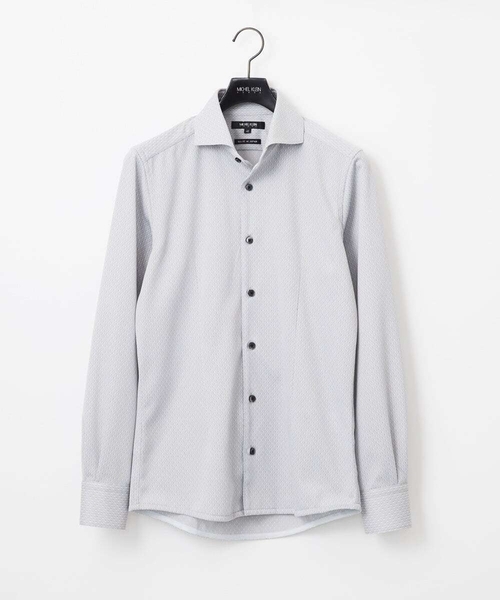MICHEL KLEIN HOMME (ミッシェルクランオム)の「《日本製》ジャガード柄長袖シャツ(シャツ/ブラウス・メンズ・ライトグレー/カーキ/ブルー・MEDIUM/LARGE/X-LARGE)」の2枚目の写真