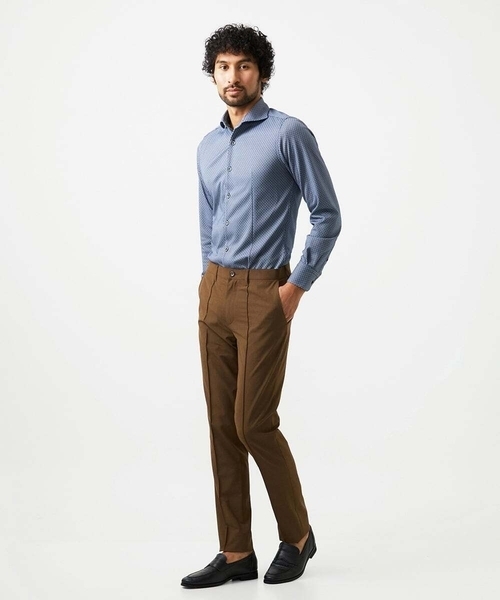 MICHEL KLEIN HOMME (ミッシェルクランオム)の「《日本製》ジャガード柄長袖シャツ(シャツ/ブラウス・メンズ・ライトグレー/カーキ/ブルー・MEDIUM/LARGE/X-LARGE)」の8枚目の写真