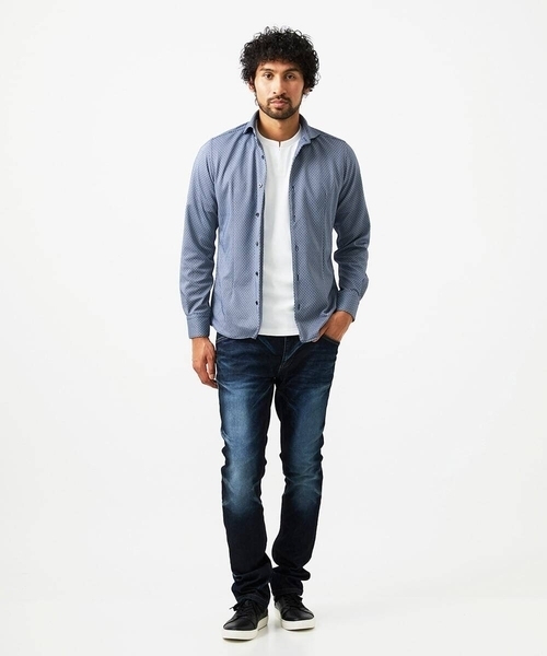 MICHEL KLEIN HOMME (ミッシェルクランオム)の「《日本製》ジャガード柄長袖シャツ(シャツ/ブラウス・メンズ・ライトグレー/カーキ/ブルー・MEDIUM/LARGE/X-LARGE)」の9枚目の写真