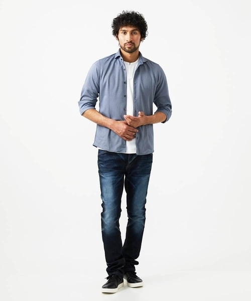 MICHEL KLEIN HOMME (ミッシェルクランオム)の「《日本製》ジャガード柄長袖シャツ(シャツ/ブラウス・メンズ・ライトグレー/カーキ/ブルー・MEDIUM/LARGE/X-LARGE)」の10枚目の写真