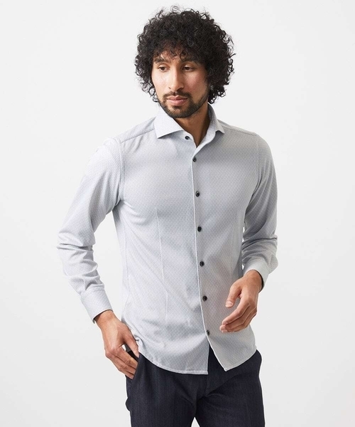 MICHEL KLEIN HOMME (ミッシェルクランオム)の「《日本製》ジャガード柄長袖シャツ(シャツ/ブラウス・メンズ・ライトグレー/カーキ/ブルー・MEDIUM/LARGE/X-LARGE)」の12枚目の写真