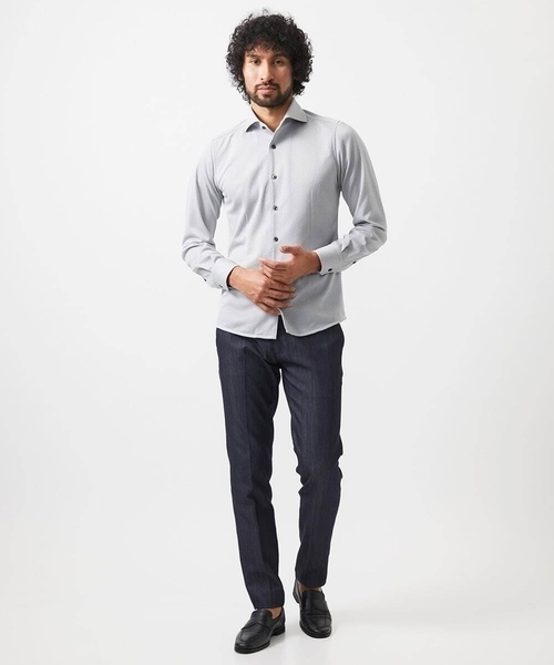 MICHEL KLEIN HOMME (ミッシェルクランオム)の「《日本製》ジャガード柄長袖シャツ(シャツ/ブラウス・メンズ・ライトグレー/カーキ/ブルー・MEDIUM/LARGE/X-LARGE)」の13枚目の写真