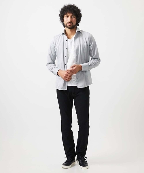 MICHEL KLEIN HOMME (ミッシェルクランオム)の「《日本製》ジャガード柄長袖シャツ(シャツ/ブラウス・メンズ・ライトグレー/カーキ/ブルー・MEDIUM/LARGE/X-LARGE)」の14枚目の写真