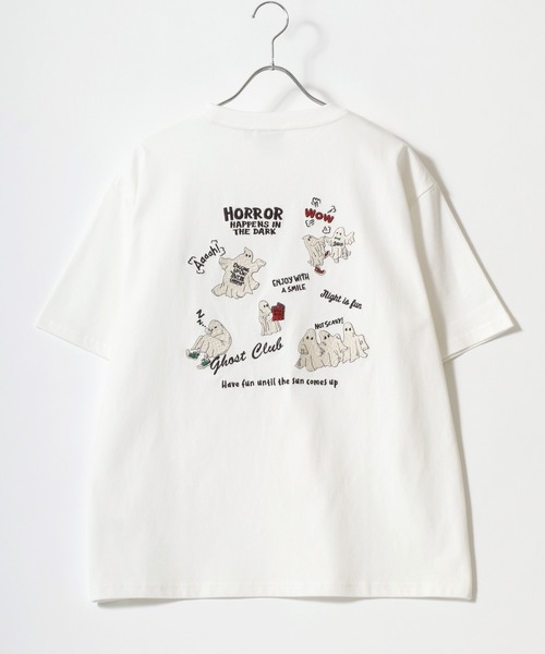 POWER TO THE PEOPLE（パワートゥーザピープル）の「POWER TO THE PEOPLE オバケ クリームソーダ アニマル ワンポイント バック刺繍 リンガー 半袖Tシャツレディース メンズ（Tシャツ/カットソー・レディース・ホワイト/ブラック/オフホワイト/ブラック系その他/チャコール/ホワイト系その他2/ホワイト系その他3/ホワイト系その他4/ブラック系その他2/ブラック系その他3・M/L/LL）」の16枚目の写真