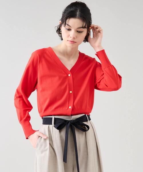 Tiara(ティアラ)の「ゴールドボタンカーディガン(カーディガン/ボレロ・レディース・レッド/ホワイト/ブラウン・FREE)」の1枚目の写真