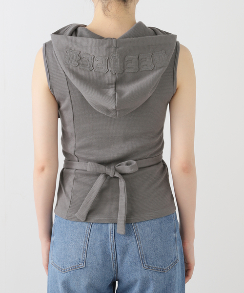 PULP/417EDIFICE(パルプフォーワンセブンエディフィス)の「【Geek Office / ギークオフィス】 エルイーイーワイ STRAP HOODED SLEEVELESS TOP(Tシャツ/カットソー・レディース・チャコールグレー/ブラック・FREE)」の10枚目の写真