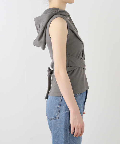 PULP/417EDIFICE(パルプフォーワンセブンエディフィス)の「【Geek Office / ギークオフィス】 エルイーイーワイ STRAP HOODED SLEEVELESS TOP(Tシャツ/カットソー・レディース・チャコールグレー/ブラック・FREE)」の11枚目の写真