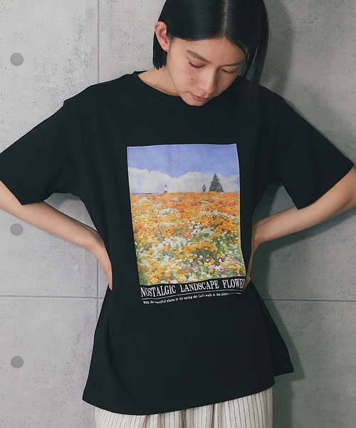 ANOTHER S（アナザーエス）の「綿100％プリントフォトTシャツ（Tシャツ/カットソー・レディース・ブラック系2/ホワイト系3/ホワイト系2/ホワイト系1/ブラック系3/ブラック系1・M）」の9枚目の写真