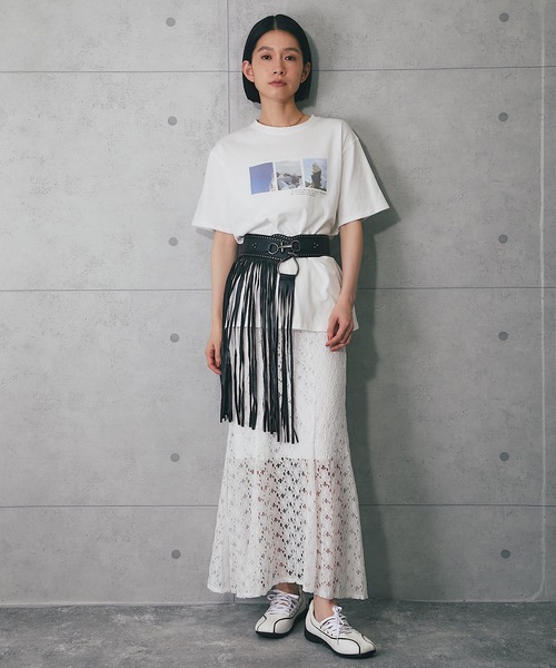 ANOTHER S（アナザーエス）の「綿100％プリントフォトTシャツ（Tシャツ/カットソー・レディース・ブラック系2/ホワイト系3/ホワイト系2/ホワイト系1/ブラック系3/ブラック系1・M）」の7枚目の写真